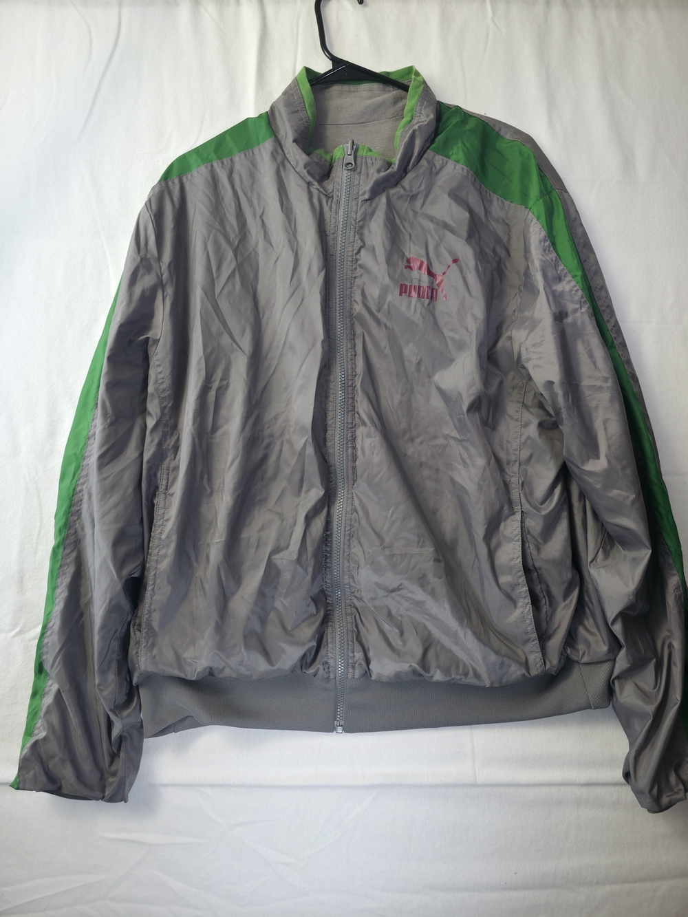PUMA Men's Gray & Green Lightweight Track Jacket